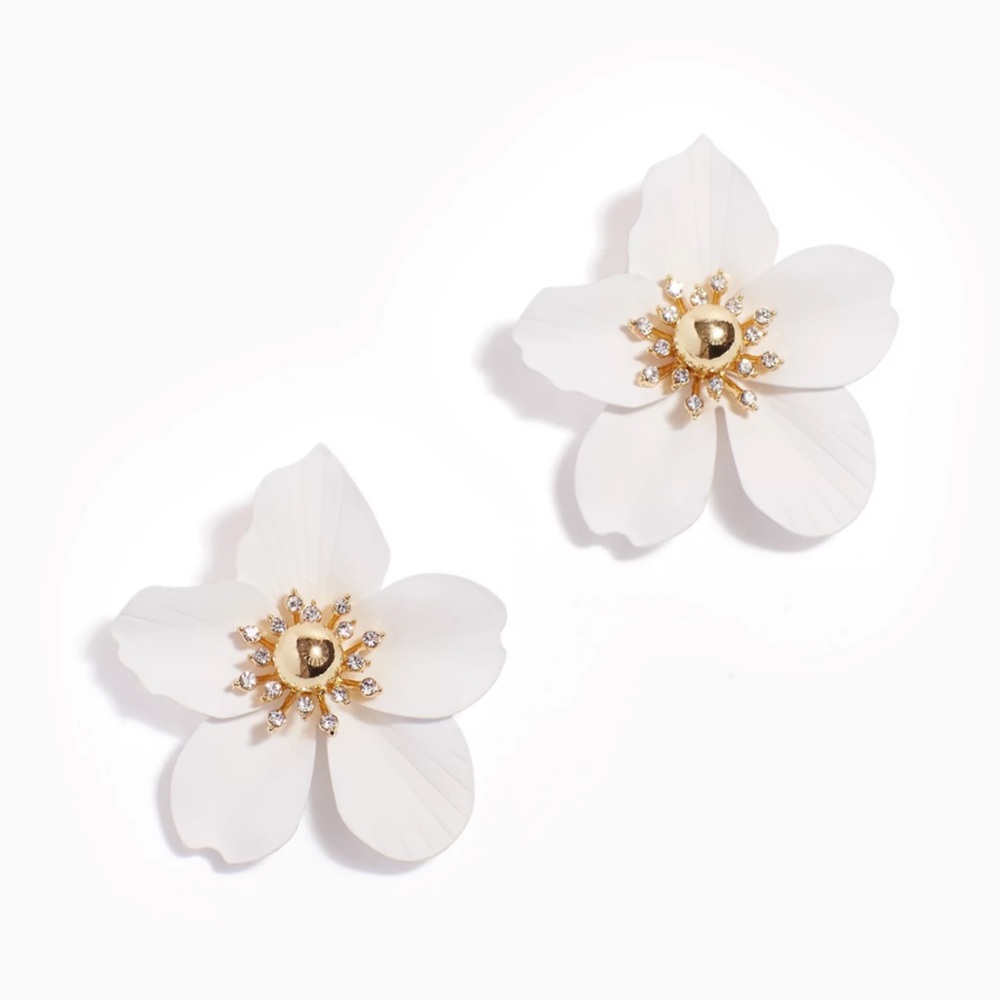 Lilly Pulitzer Gold and White Flower Stud Earrings